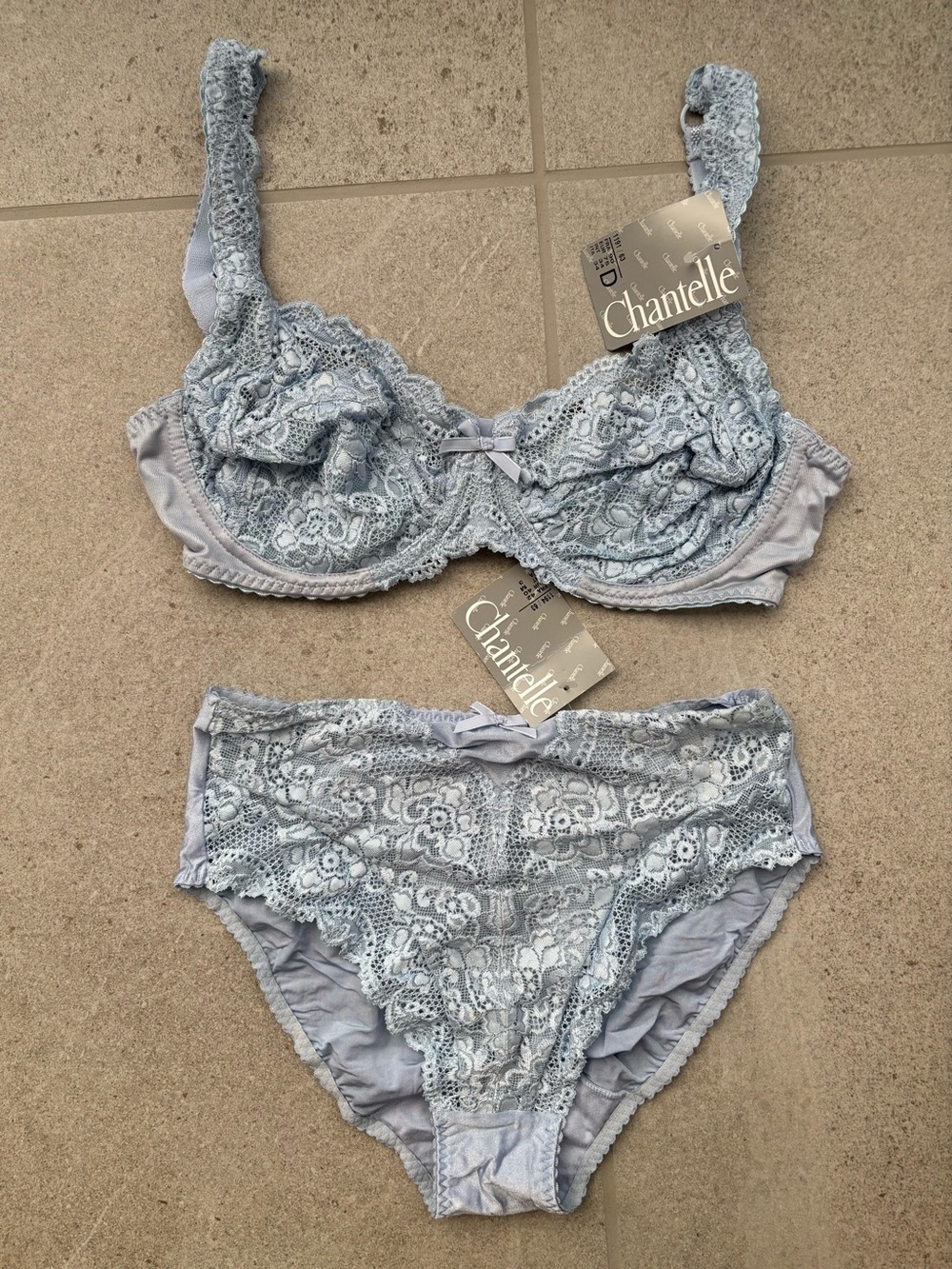 NWT Vtg Chantelle Paris French Lace Lingerie Set Underwire Bra High Waist Brief